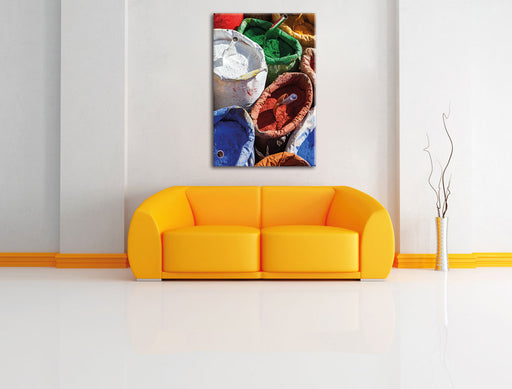 Farbpigmente Leinwandbild über Sofa