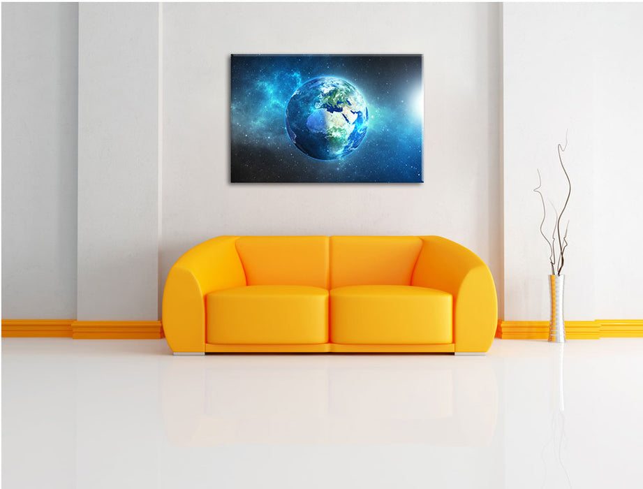 Unsere Erde im Weltall Leinwandbild über Sofa