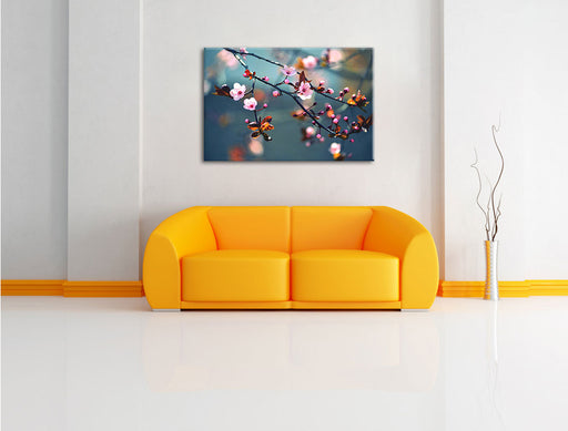 Sakura Blüten Leinwandbild über Sofa
