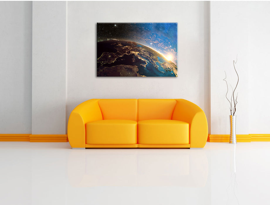 Erde im Weltall Leinwandbild über Sofa