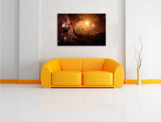 Planet Mars im Universum Leinwandbild über Sofa