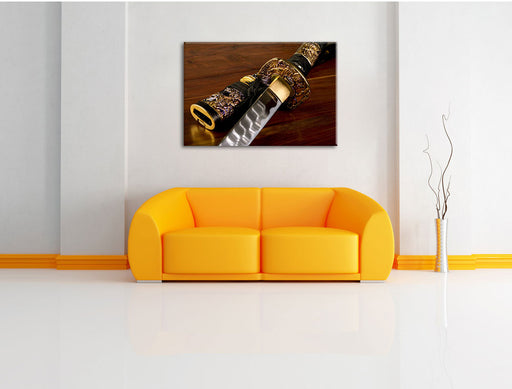 strahlendes Samurai-Schwert Leinwandbild über Sofa