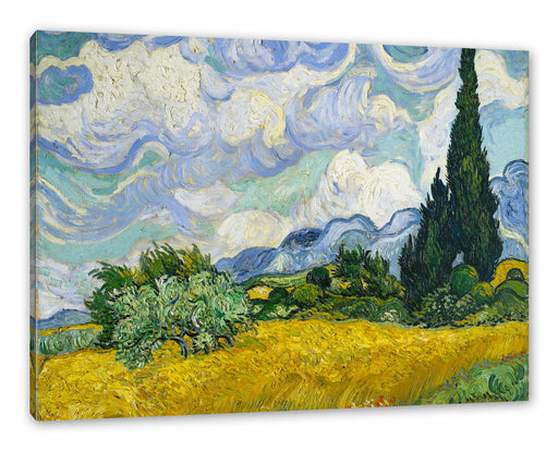 Vincent Van Gogh - Weizenfeld mit Zypressen Leinwanbild Rechteckig