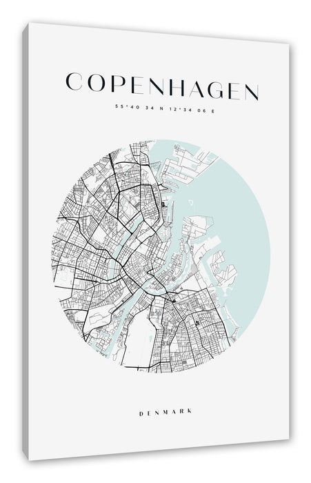 Stadtkarte Rund  - Dänemark, Leinwandbild