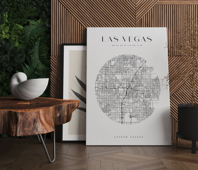 Stadtkarte Rund  - Las Vegas, Leinwandbild