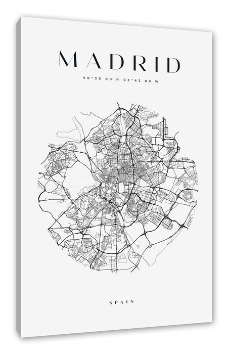Stadtkarte Rund  - Madrid, Leinwandbild