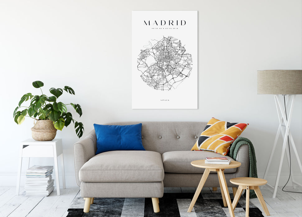 Stadtkarte Rund  - Madrid, Leinwandbild