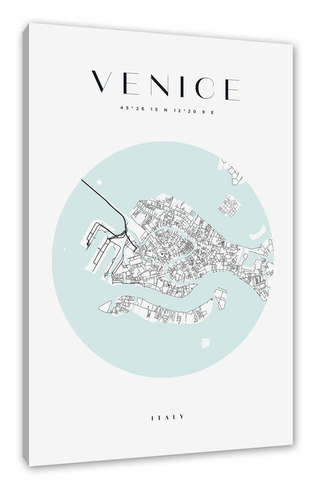 Stadtkarte Rund  - Venedig, Leinwandbild