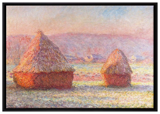 Claude Monet - Heuhaufen auf Leinwandbild gerahmt Größe 100x70