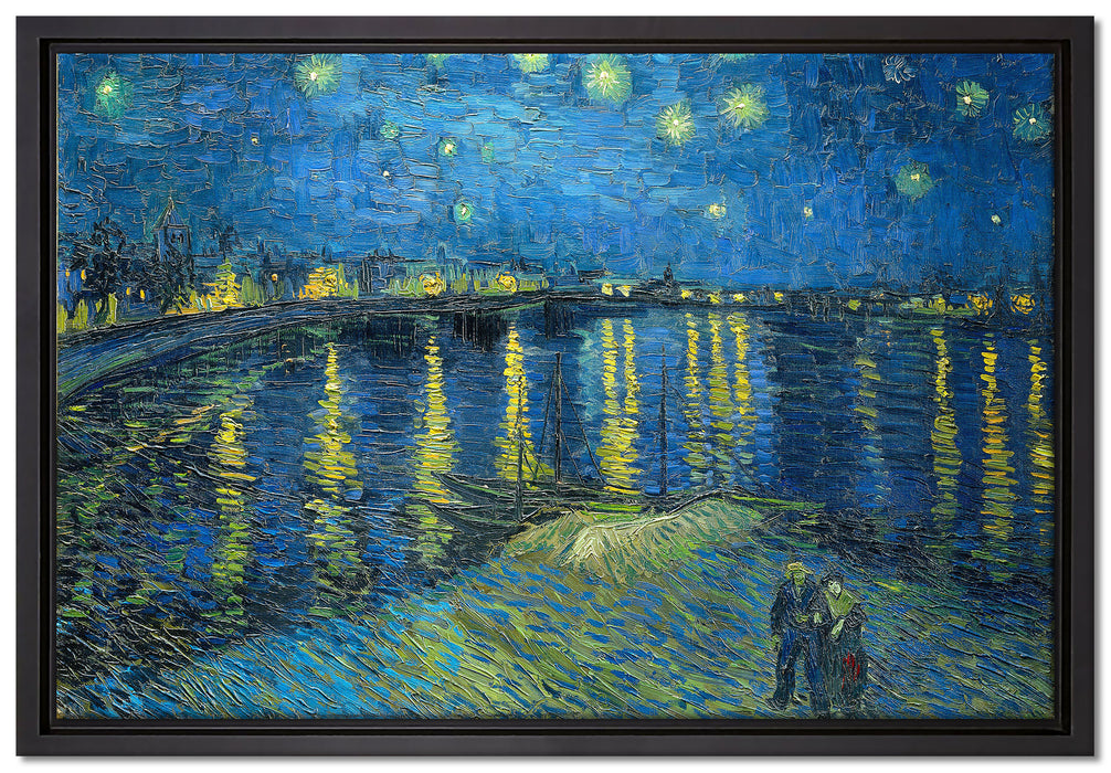 Vincent Van Gogh - Sternennacht über die Rhône  auf Leinwandbild gerahmt Größe 60x40