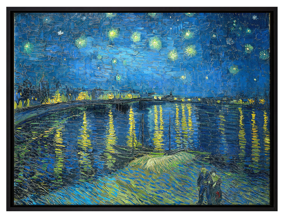 Vincent Van Gogh - Sternennacht über die Rhône  auf Leinwandbild gerahmt Größe 80x60