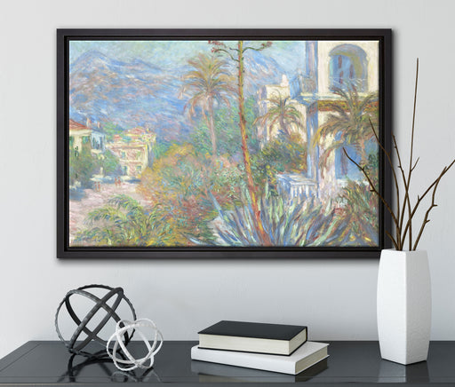 Claude Monet - Villen in Bordighera Impressionismu auf Leinwandbild gerahmt mit Kirschblüten