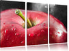 roter Apfel mit Wassertropfen Leinwandbild 3 Teilig