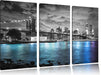 New York Skyline B&W Leinwandbild 3 Teilig