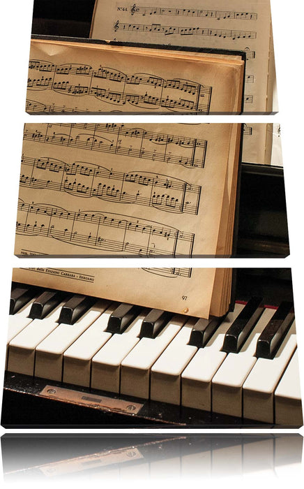 Klavier mit Notenblätter Leinwandbild 3 Teilig