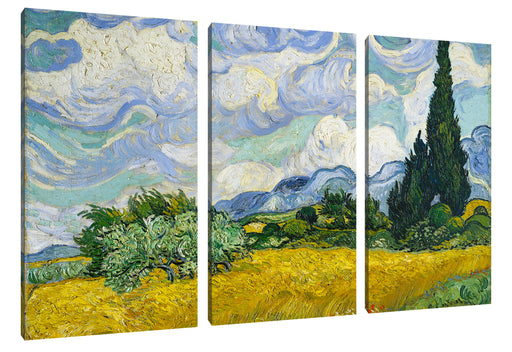 Vincent Van Gogh - Weizenfeld mit Zypressen Leinwanbild 3Teilig