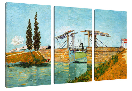 Vincent Van Gogh - Brücke von Langlois Leinwanbild 3Teilig