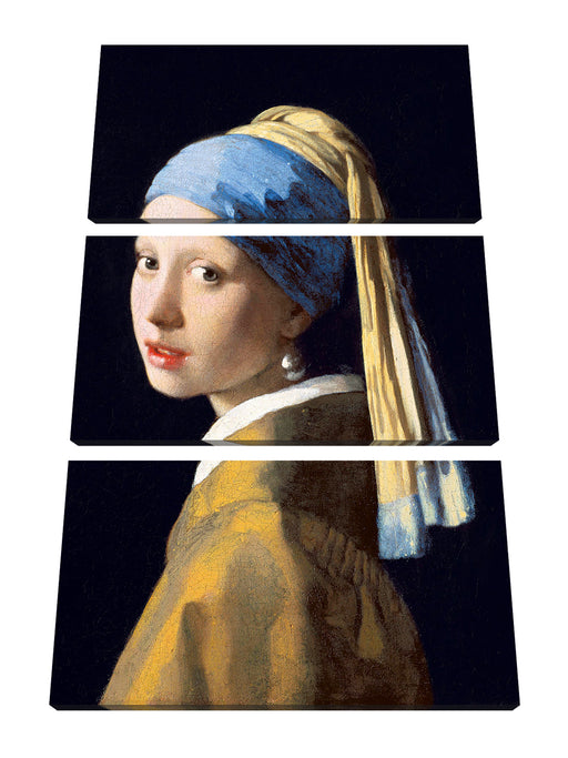 Johannes Vermeer - Mädchen mit dem Perlenohrring Leinwanbild 3Teilig