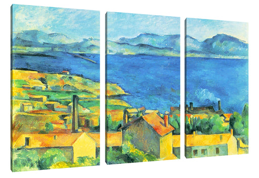 Paul Cézanne  - Die Bucht von Marseilles Blick von L' Leinwanbild 3Teilig