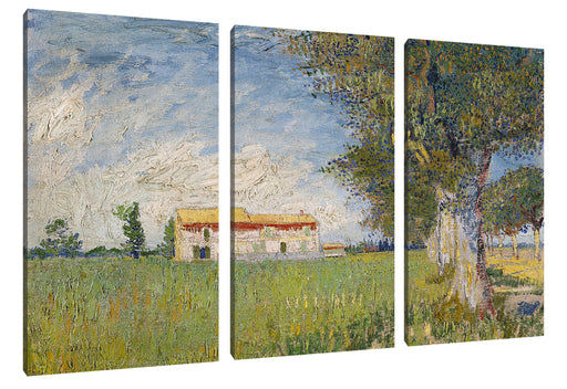 Vincent Van Gogh - Bauernhaus im Weizenfeld  Leinwanbild 3Teilig