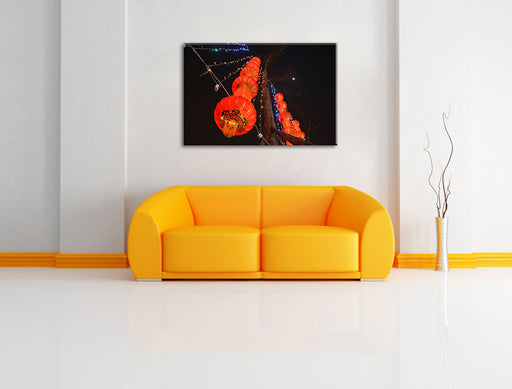 traditionelle chinesische Lampions Leinwandbild über Sofa