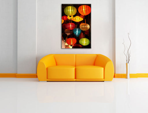 chinesische Laternen Leinwandbild über Sofa
