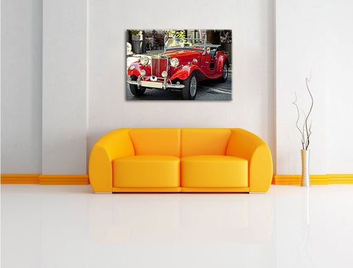 Roter Oldtimer in Italien Leinwandbild über Sofa