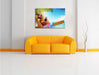 Ananas macht Urlaub Leinwandbild über Sofa