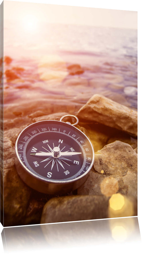 Kompass auf Steinen Heimat Leinwandbild