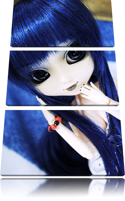 Pullip-Puppe mit blau Haaren Leinwandbild 3 Teilig