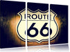 Modernes Route 66 Schild Leinwandbild 3 Teilig
