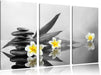 Monoi Blüten Zen Steinturm Leinwandbild 3 Teilig