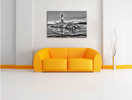 Leuchtturm Robben Leinwandbild über Sofa
