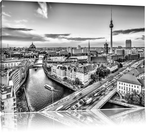 Skyline von Berlin B&W Leinwandbild