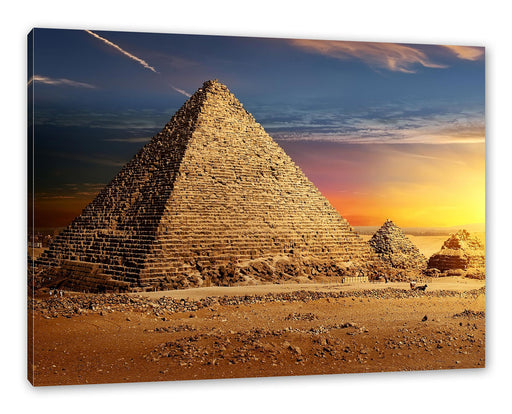 Ägyptische Pyramiden bei Sonnenuntergang Leinwanbild Rechteckig