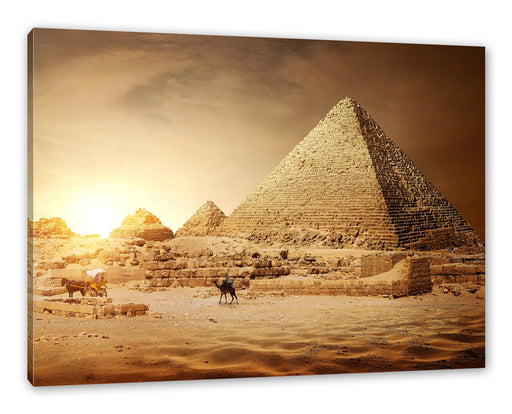 Pyramiden in Ägypten bei Sonnenuntergang Leinwanbild Rechteckig