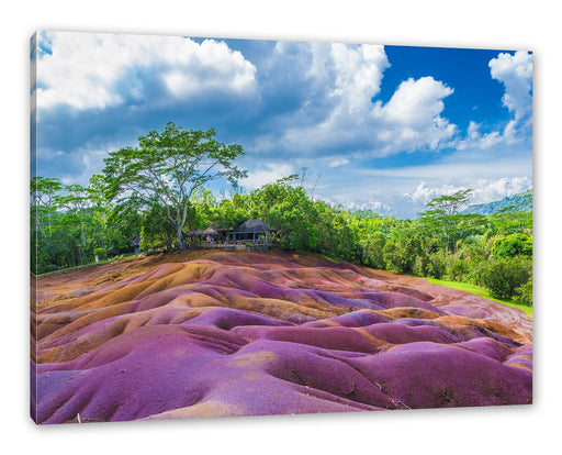 Siebenfarbige Erde bei Chamarel auf Mauritius Leinwanbild Rechteckig