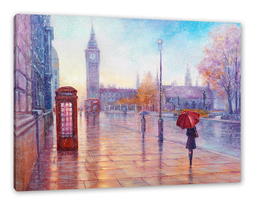 Regentag in London mit Big Ben Leinwanbild Rechteckig