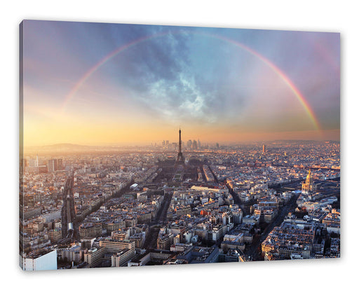 Panorama Regenbogen über Paris Leinwanbild Rechteckig