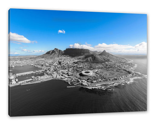 Luftaufnahme von Kapstadt B&W Detail Leinwanbild Rechteckig