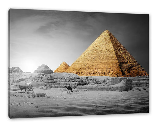 Pyramiden in Ägypten bei Sonnenuntergang B&W Detail Leinwanbild Rechteckig
