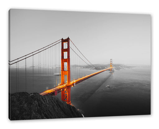 Golden Gate Bridge in der Abenddämmerung B&W Detail Leinwanbild Rechteckig