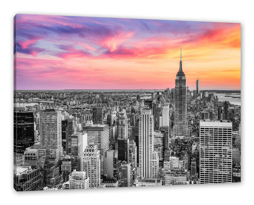 New York City bei Sonnenuntergang B&W Detail Leinwanbild Rechteckig