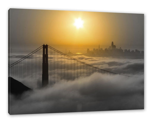 Golden Gate Bridge im Sonnenaufgang B&W Detail Leinwanbild Rechteckig