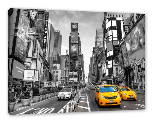 Times Square in new York City B&W Detail Leinwanbild Rechteckig