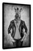 Zebrakopf Menschenkörper mit Lederjacke, Monochrome Leinwanbild Rechteckig