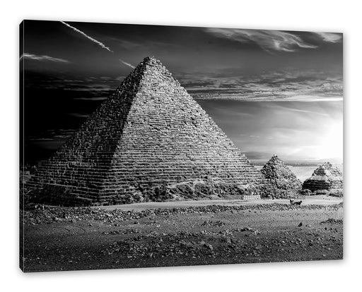Ägyptische Pyramiden bei Sonnenuntergang, Monochrome Leinwanbild Rechteckig
