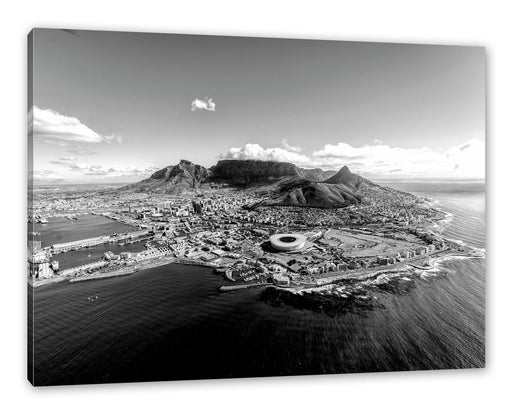 Luftaufnahme von Kapstadt, Monochrome Leinwanbild Rechteckig