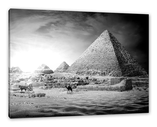 Pyramiden in Ägypten bei Sonnenuntergang, Monochrome Leinwanbild Rechteckig