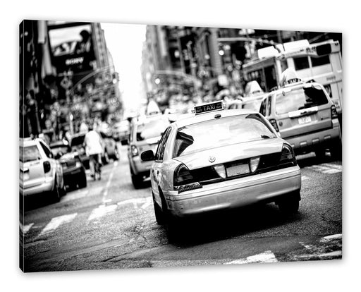 Gelbe Taxis am Times Square in New York, Monochrome Leinwanbild Rechteckig